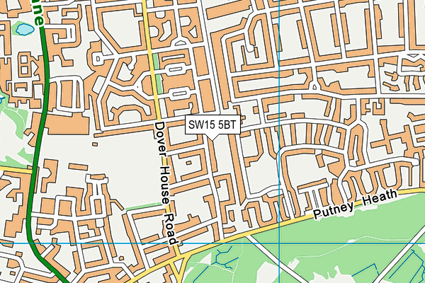 SW15 5BT map - OS VectorMap District (Ordnance Survey)