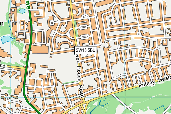 SW15 5BU map - OS VectorMap District (Ordnance Survey)