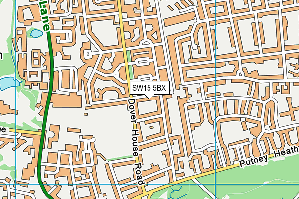 SW15 5BX map - OS VectorMap District (Ordnance Survey)