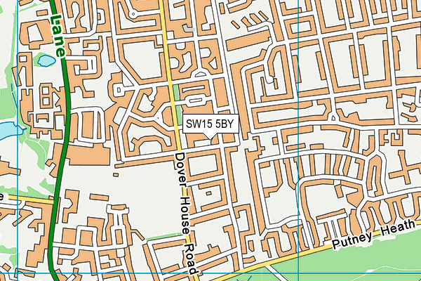 SW15 5BY map - OS VectorMap District (Ordnance Survey)