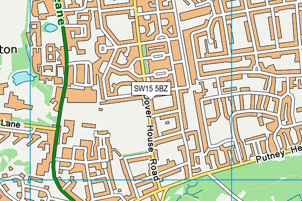 SW15 5BZ map - OS VectorMap District (Ordnance Survey)