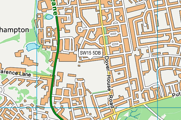 SW15 5DB map - OS VectorMap District (Ordnance Survey)