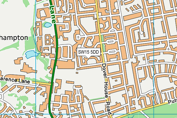 SW15 5DD map - OS VectorMap District (Ordnance Survey)