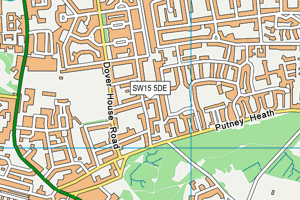 SW15 5DE map - OS VectorMap District (Ordnance Survey)