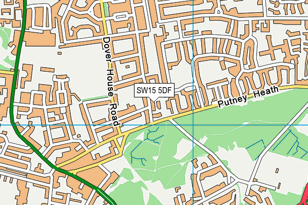 SW15 5DF map - OS VectorMap District (Ordnance Survey)