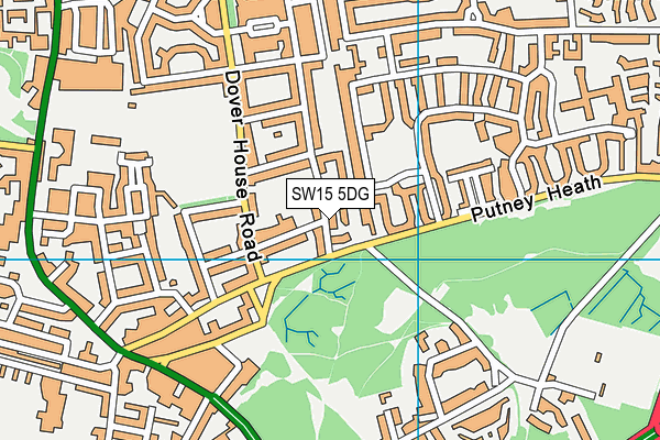 SW15 5DG map - OS VectorMap District (Ordnance Survey)