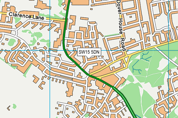 SW15 5DN map - OS VectorMap District (Ordnance Survey)