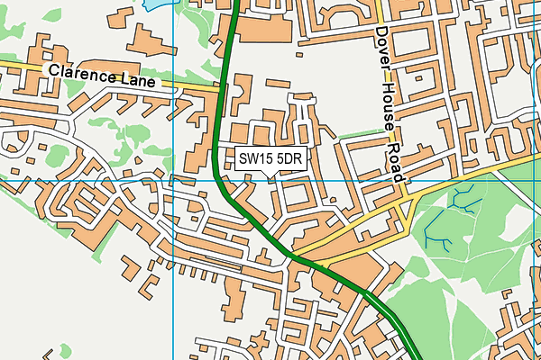 SW15 5DR map - OS VectorMap District (Ordnance Survey)