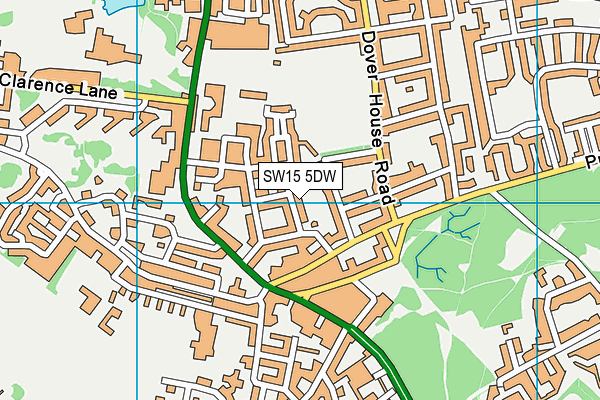 SW15 5DW map - OS VectorMap District (Ordnance Survey)