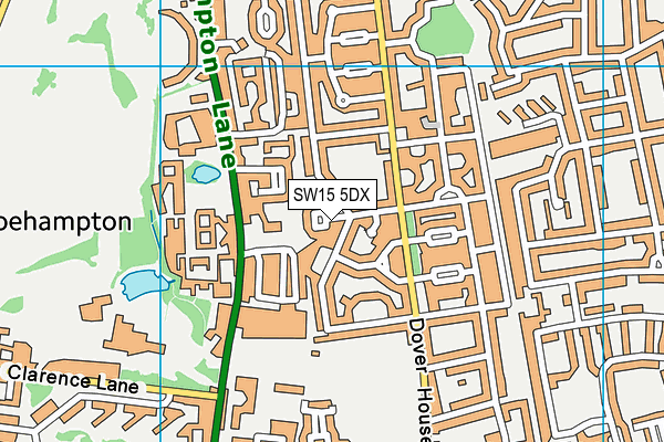 SW15 5DX map - OS VectorMap District (Ordnance Survey)