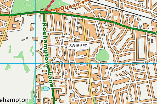 SW15 5ED map - OS VectorMap District (Ordnance Survey)