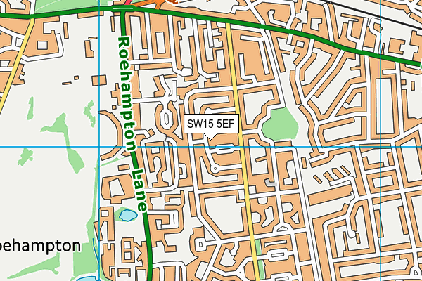 SW15 5EF map - OS VectorMap District (Ordnance Survey)