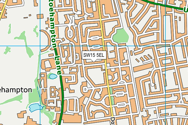 SW15 5EL map - OS VectorMap District (Ordnance Survey)