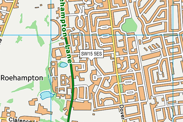 SW15 5ES map - OS VectorMap District (Ordnance Survey)