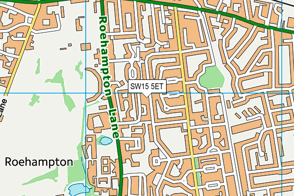 SW15 5ET map - OS VectorMap District (Ordnance Survey)