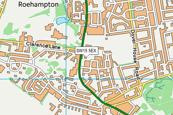 SW15 5EX map - OS VectorMap District (Ordnance Survey)