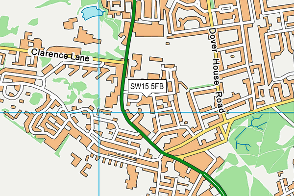 SW15 5FB map - OS VectorMap District (Ordnance Survey)