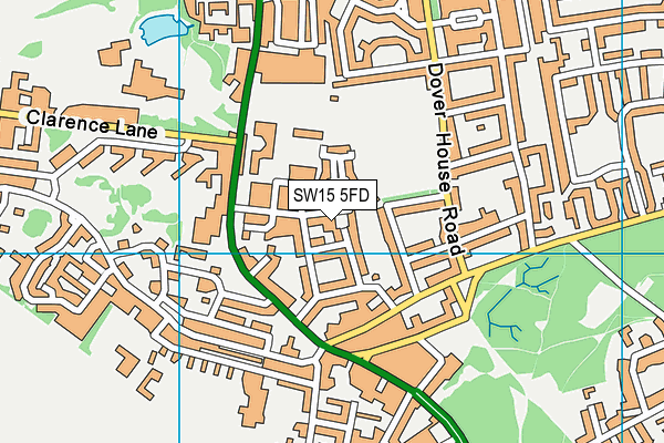 SW15 5FD map - OS VectorMap District (Ordnance Survey)