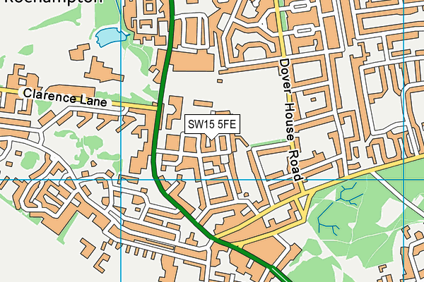 SW15 5FE map - OS VectorMap District (Ordnance Survey)