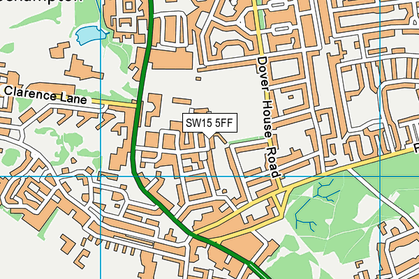 SW15 5FF map - OS VectorMap District (Ordnance Survey)