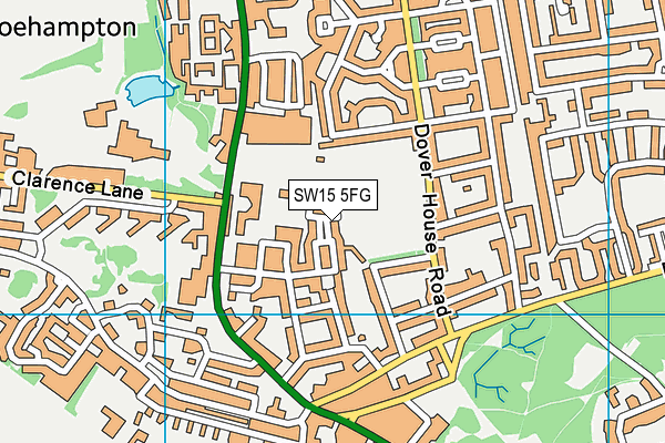 SW15 5FG map - OS VectorMap District (Ordnance Survey)