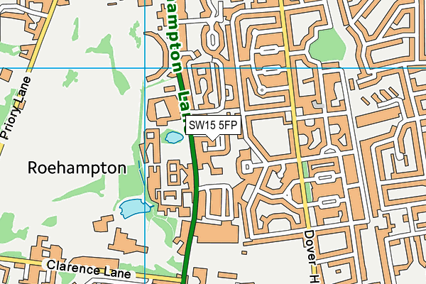 SW15 5FP map - OS VectorMap District (Ordnance Survey)