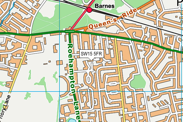 SW15 5FR map - OS VectorMap District (Ordnance Survey)