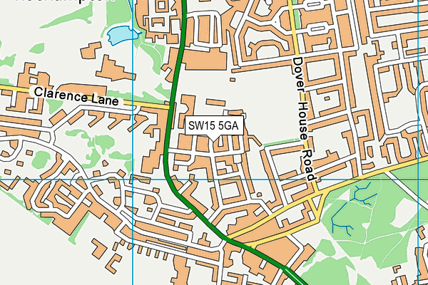 SW15 5GA map - OS VectorMap District (Ordnance Survey)