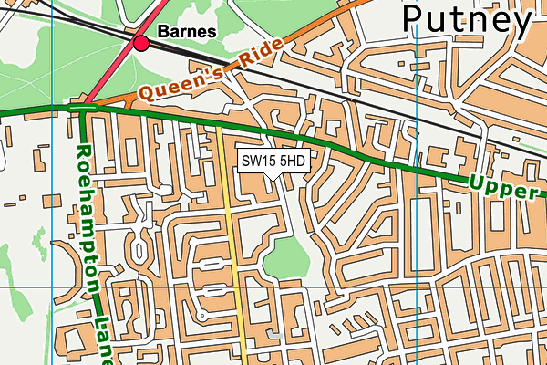 SW15 5HD map - OS VectorMap District (Ordnance Survey)