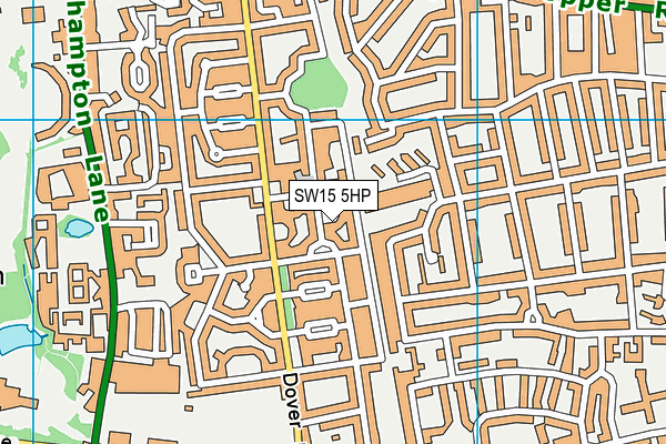SW15 5HP map - OS VectorMap District (Ordnance Survey)