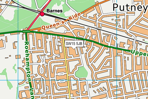 SW15 5JB map - OS VectorMap District (Ordnance Survey)