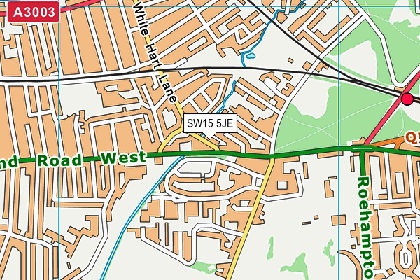 SW15 5JE map - OS VectorMap District (Ordnance Survey)