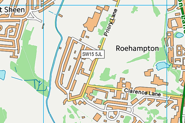 SW15 5JL map - OS VectorMap District (Ordnance Survey)