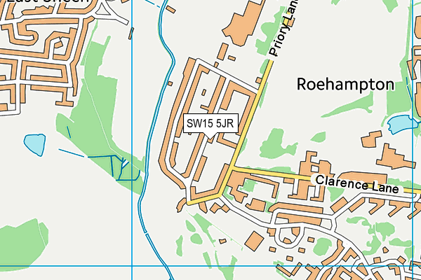 SW15 5JR map - OS VectorMap District (Ordnance Survey)