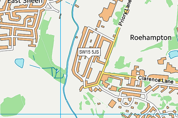 SW15 5JS map - OS VectorMap District (Ordnance Survey)