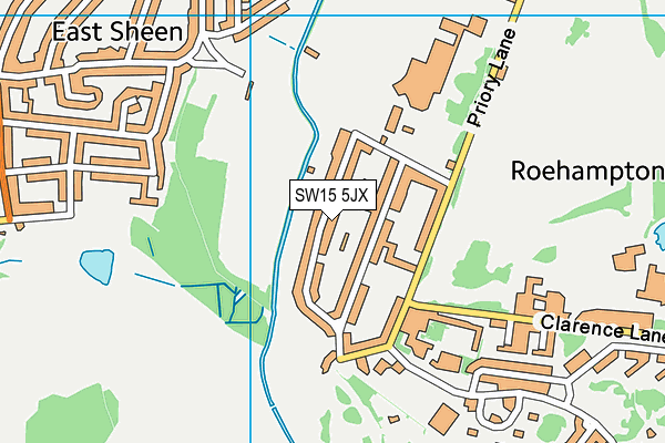 SW15 5JX map - OS VectorMap District (Ordnance Survey)