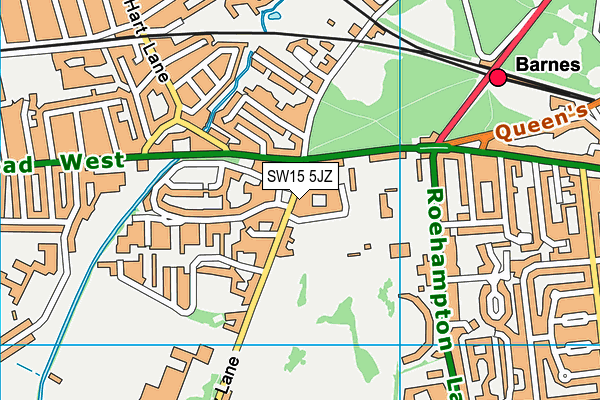 SW15 5JZ map - OS VectorMap District (Ordnance Survey)