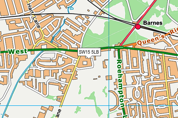 SW15 5LB map - OS VectorMap District (Ordnance Survey)