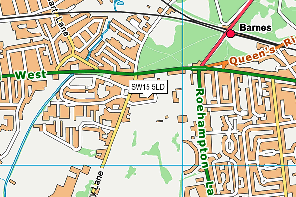 SW15 5LD map - OS VectorMap District (Ordnance Survey)