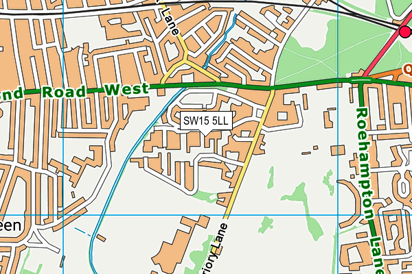 SW15 5LL map - OS VectorMap District (Ordnance Survey)