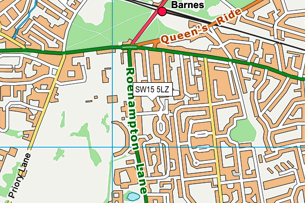 SW15 5LZ map - OS VectorMap District (Ordnance Survey)