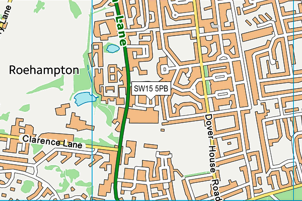 SW15 5PB map - OS VectorMap District (Ordnance Survey)