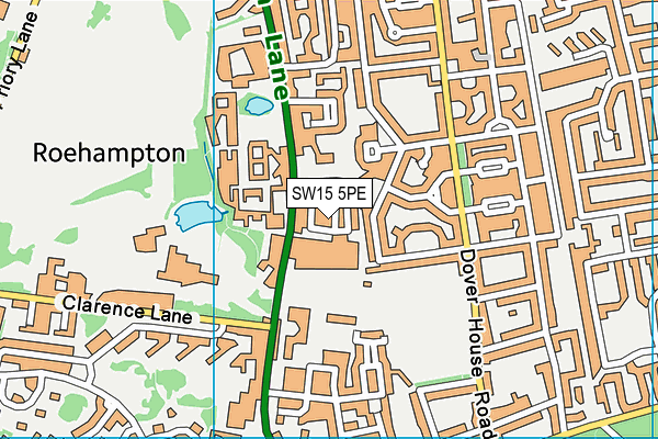 SW15 5PE map - OS VectorMap District (Ordnance Survey)