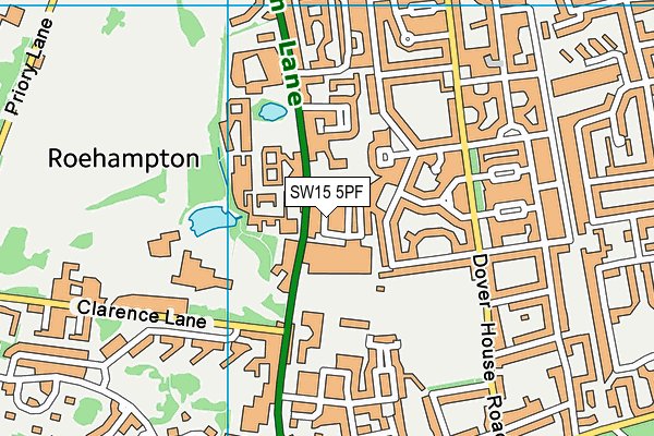 SW15 5PF map - OS VectorMap District (Ordnance Survey)