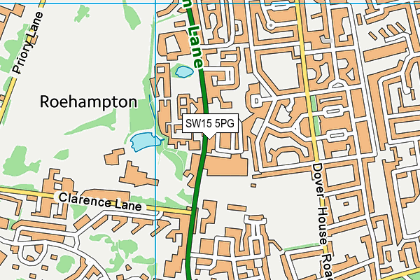 SW15 5PG map - OS VectorMap District (Ordnance Survey)