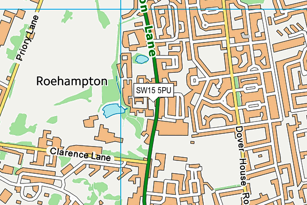 SW15 5PU map - OS VectorMap District (Ordnance Survey)