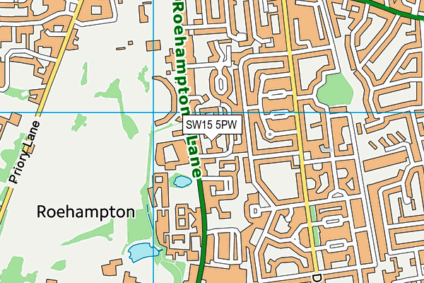 SW15 5PW map - OS VectorMap District (Ordnance Survey)