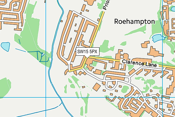 SW15 5PX map - OS VectorMap District (Ordnance Survey)