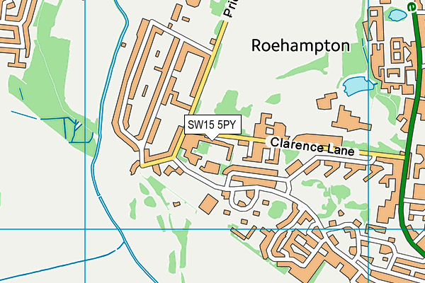 SW15 5PY map - OS VectorMap District (Ordnance Survey)