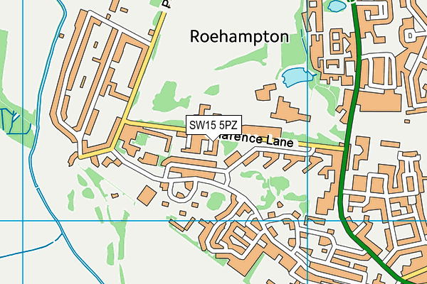 SW15 5PZ map - OS VectorMap District (Ordnance Survey)